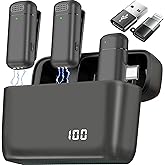 2 Pcs 3 in 1 Wireless Lavalier Microphones for iPhone iPad USB C Android Laptop with Charging Case, Clip on Lapel Mic Plug-Play Cordless Mini Mic for Video Recording Vlogging, YouTube, Interview