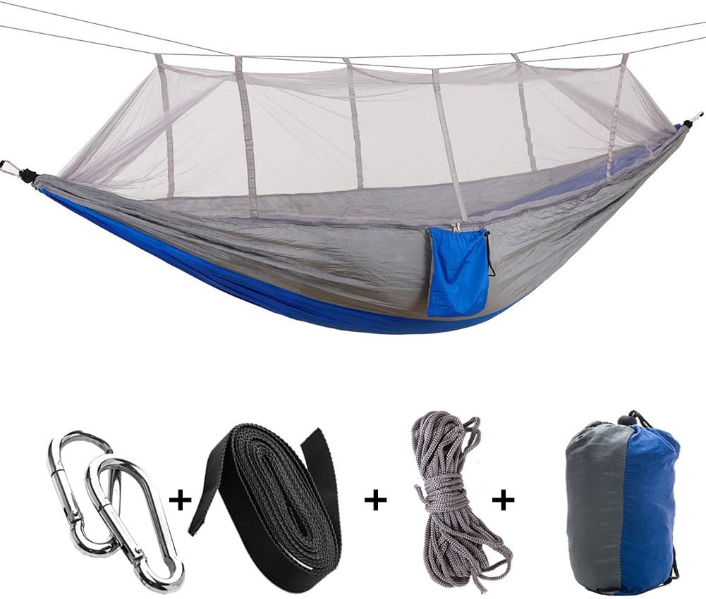 Outry Portable Travel Camping Hammock, Lightweight Sleeping Hammock Bed with Mosquito Net for Hiking, Backpacking, Beach, Yard, Garden
