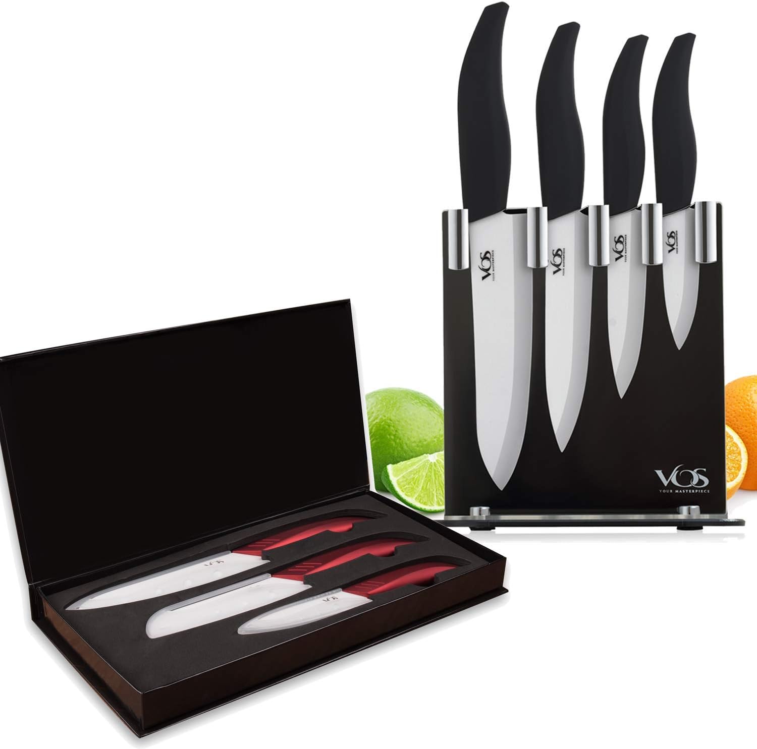 Ceramic Knives Set Two Vos Sets Bundle with Holder And