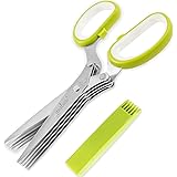Jenaluca Herb Scissors with 5 Blades and Cover - Cool Kitchen Gadgets - Cutter, Chopper and Mincer - Sharp Heavy Duty Shears 