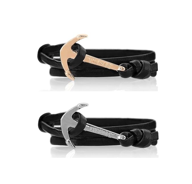 Vikings Anker Pärchen Armband 2er Set Leder Cannonball