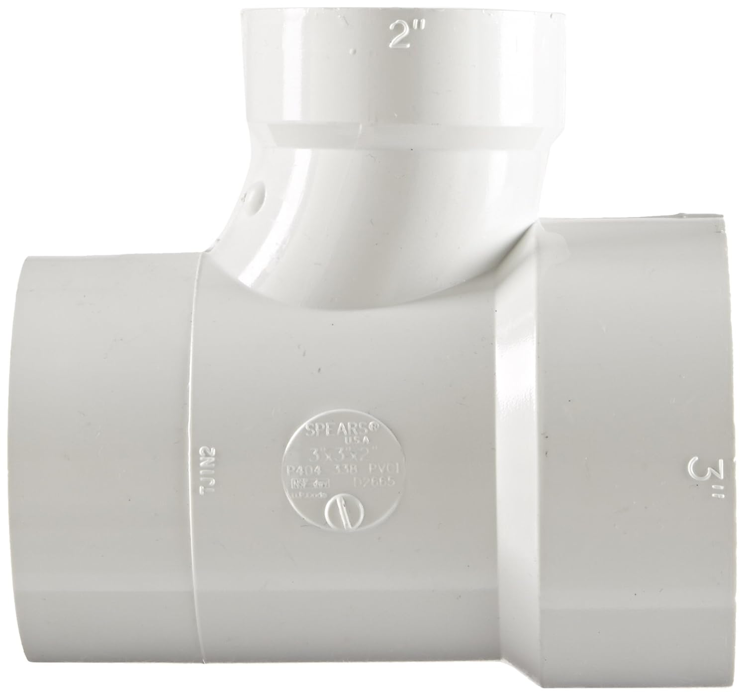 Spears P404 Series PVC DWV Pipe Fitting 2 Spigot x 2 Hub x 11/2 Hub