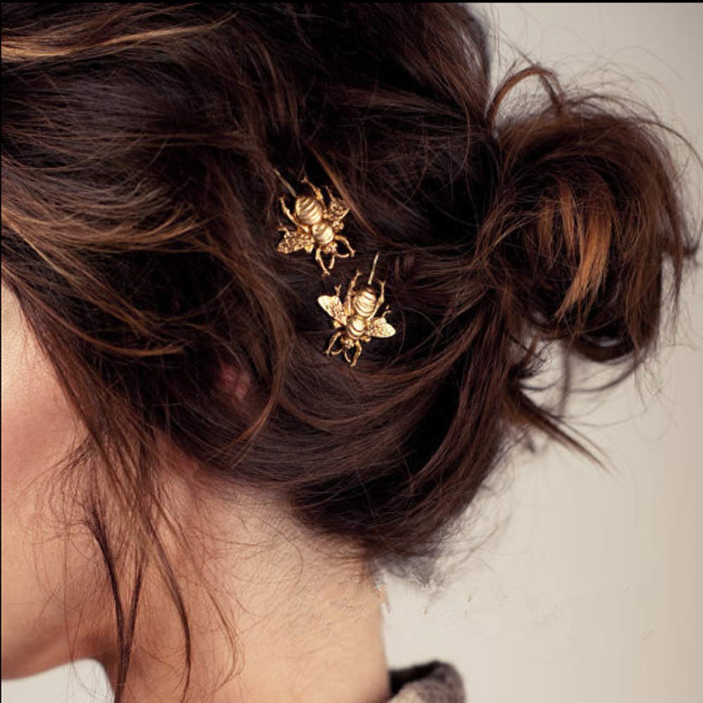 Hair Clips With Alloy Bee Wedding Headpieces Gold Bee Hairpin Side