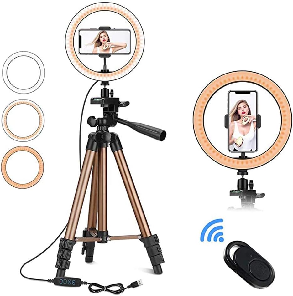 10" Ring Light with Tripod Stand And Phone Holder, Dimmable