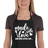 Saukore Funny Aprons for Women Men, Novelty Kitchen Cooking Apron with 2 Pockets, Cute Baking Gifts for Bakers, Birthday Thanksgiving Christmas Apron Gift for Wife Husband Mom Sister Daughter Grandma