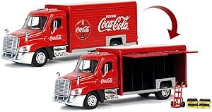 Coca-Cola 1/50 Beverage Delivery Truck with 2 Sliding Doors, Handcart and 2 Bottle Cases