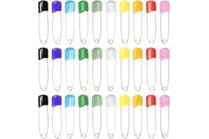 CEEYSEE 50 Pieces Safety Pins Diaper Pin 2.2 Inch Stainless Steel Nappy Pins Plastic Head Baby Safety Pins Colour Safe Locking Closures for Cloth Diapers (ET/Colour)