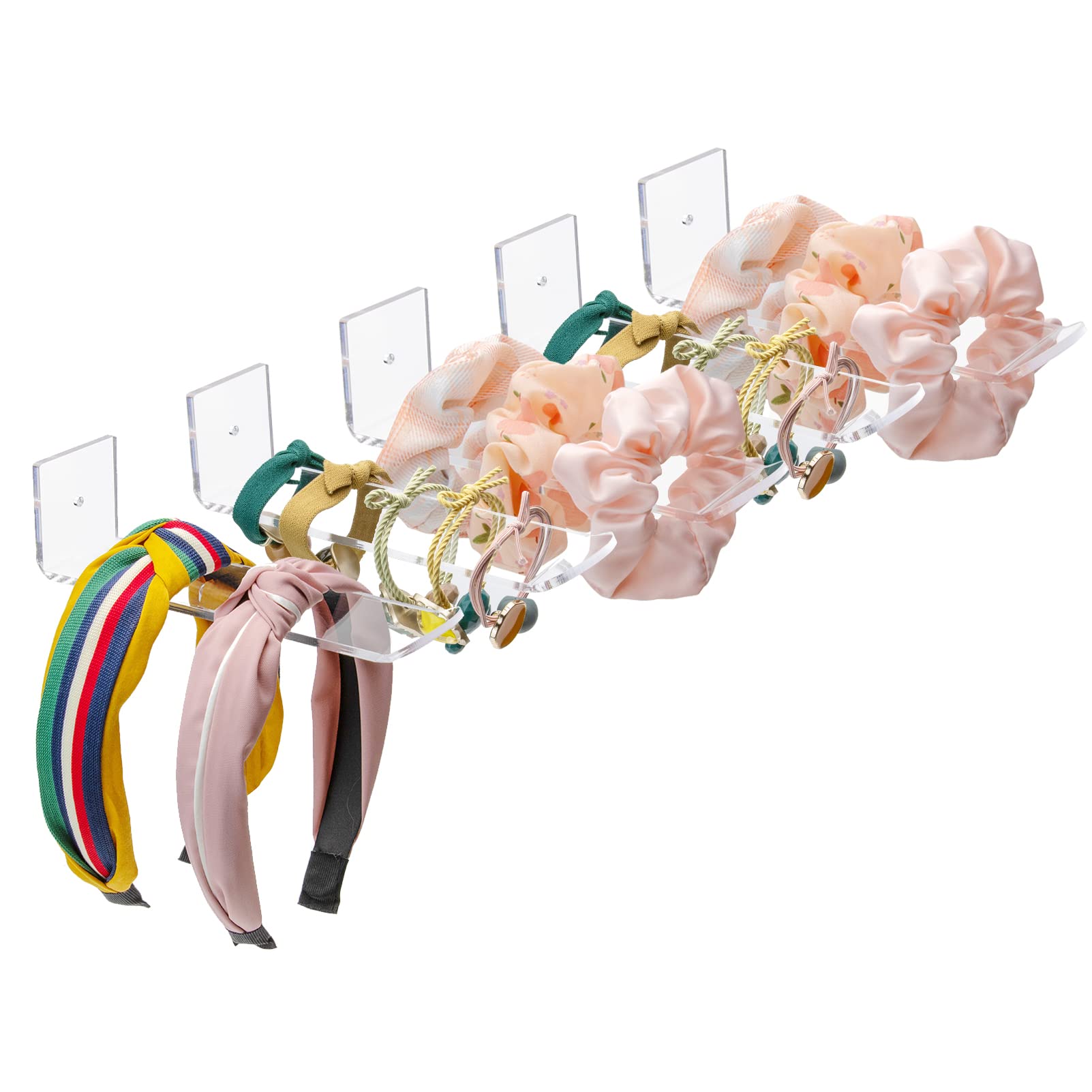 Photo 1 of Bigfety Acrylic Headband Holder Wall, 5 Pack Clear Hanging Headband Organizer Storage for Girls Women