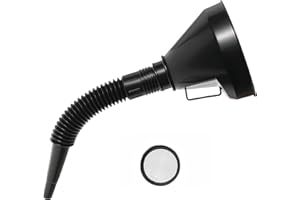LSKASELUE Multi-Functional Plastic Funnel, Wide Mouth Flexible Fuel Funnel with Handle & Mesh Screen Filter, Large Car Fillin