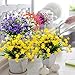 TEMCHY Artificial Daffodils Fake Flowers, 4 Bundles Yellow UV Resistant Faux Greenery Foliage Plants Shrubs for Garden, Wedding, Outside Hanging Planter, Farmhouse Indoor Outdoor Decor
