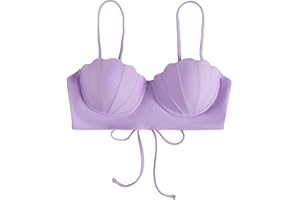 BriaPa Bikini Sets Mermaid Tops Swimsuit for Women Seashell Adjustable Back Strappy Swimsuit Bathing Suits