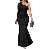 VisiChenup Sexy Formal Dresses for Women One Shoulder Cocktail Wedding Guest Evening Party Long Fishtail Maxi Dress