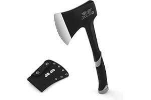 JXE JXO Camping Axe & Hatchets - 14.4" Chopping Axe with Sheath, Forged Steel Construction & Ergonomic Shock-Absorbing Grip (Grey