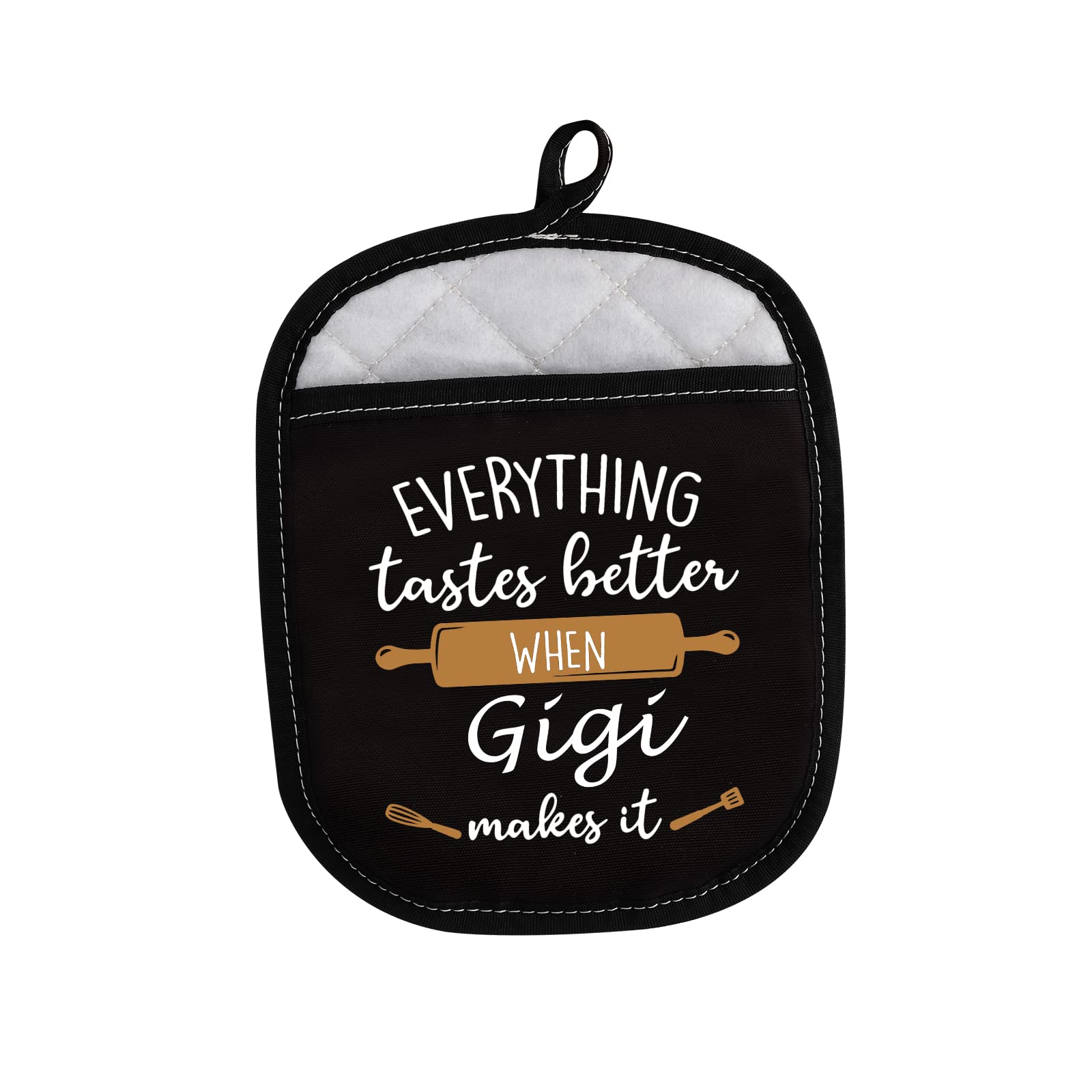 LEVLO Best Mother Father Baking Cooking Gifts Everything Tastes Better When Mimi/Grandma/Nana/Papa/Nonna/Gigi Makes It Oven Mitts (Gigi)