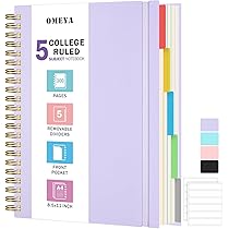 ୨୧ページ Amazon.com : CAGIE 5 Subject Notebook 8.5 x 11，A4 Spiral