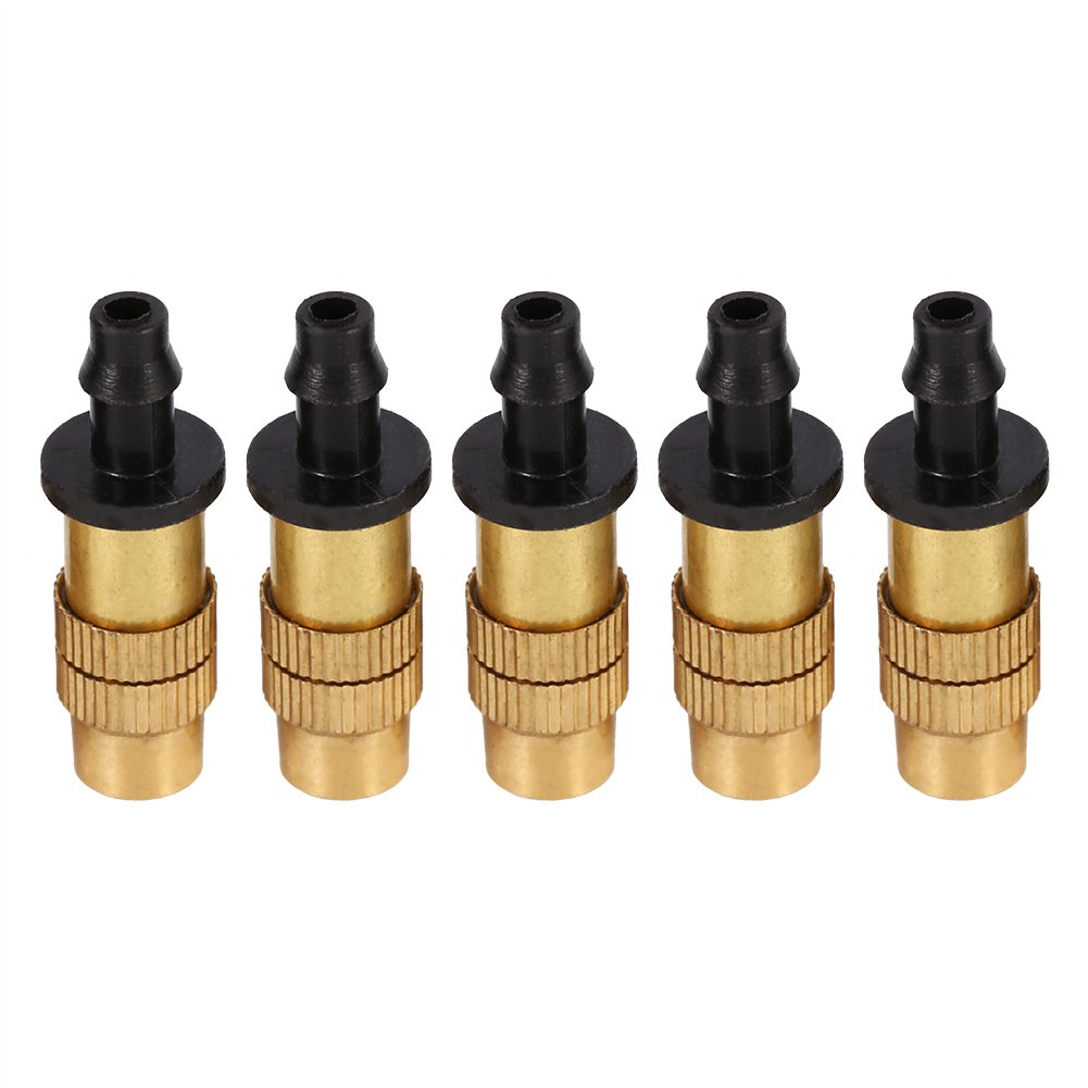 5 Pcs Adjustable Brass Misting Spray Nozzle Sprinkler Connector for Patio Lawn Garden Irrigation