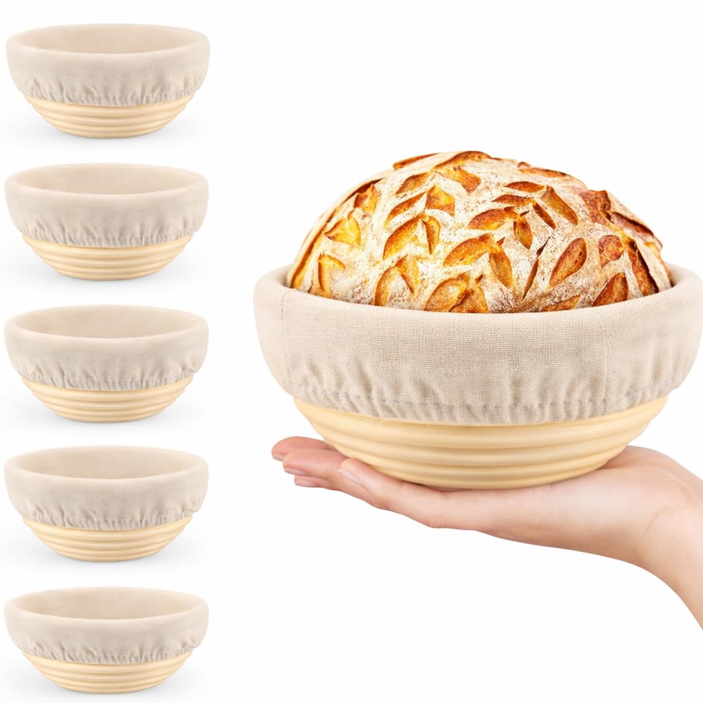 Photo 1 of REMEIT 6 Pack 5 Inch Mini Banneton Bread Proofing Basket, Mini Sourdough Baking Supplies, Small Banneton Proofing Baskets for Artisan Bread Baking and Dough Rising