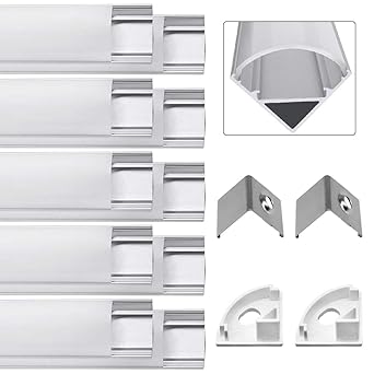 Jirvyuk LED Aluminium Profil Aluminium Extrusion Milchig Deckel Endkappen Metall Befestigungs Clips (Silber-U03)