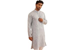 Sojanya (Since 1958 Men'S Pure Cotton Grey Designer Only Long Kurta