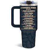 DUUV 40 Oz Tumbler with Motivational Quotes - Stainless Steel Insulated Travel Mug for Daily Empowerment, Christmas Inspirational Gifts with Powerful Words (Believe, Never Give Up, Stay Strong), 1PCS