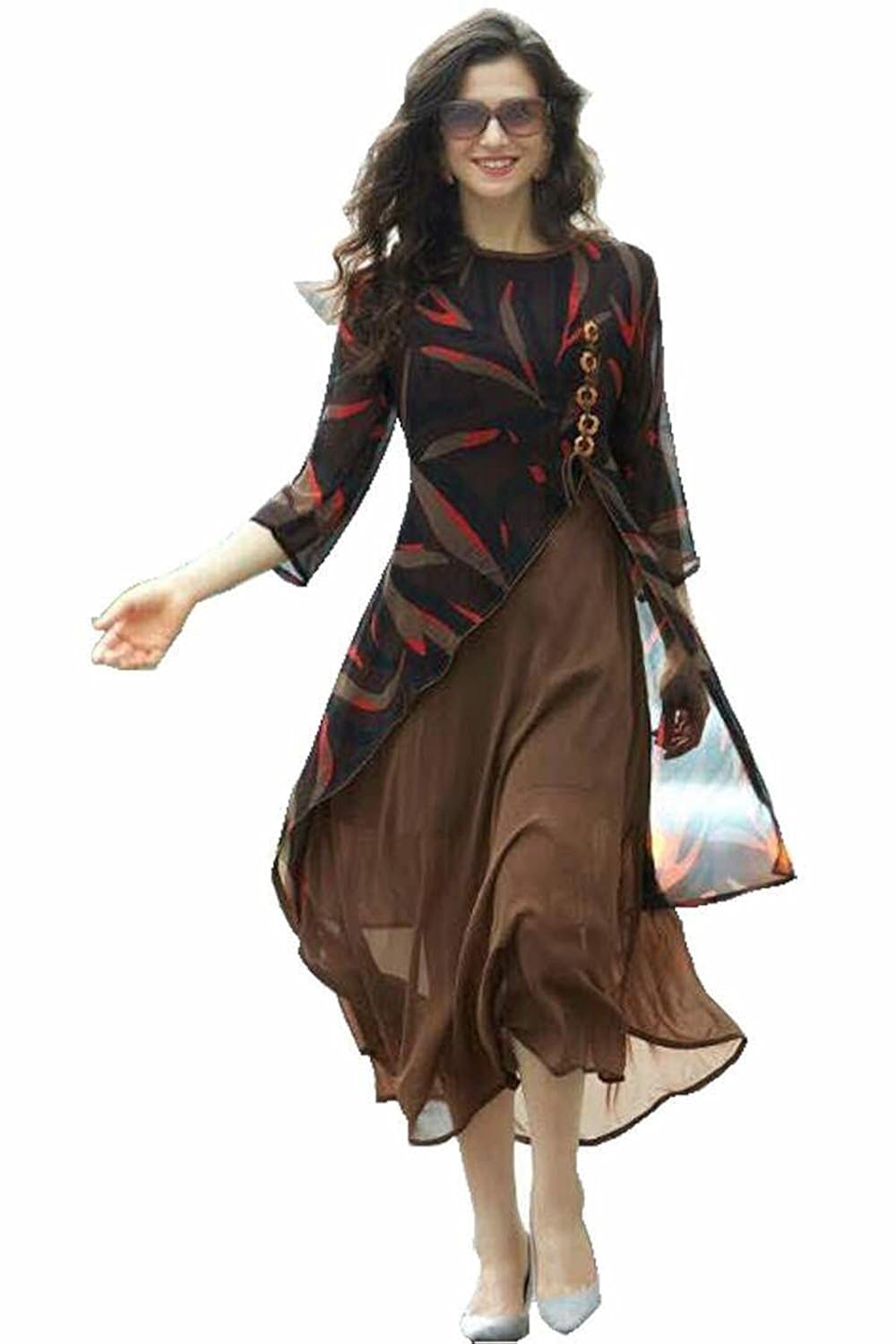 v.k.creation women's georgette kurta (white,free size, semi-stitched)