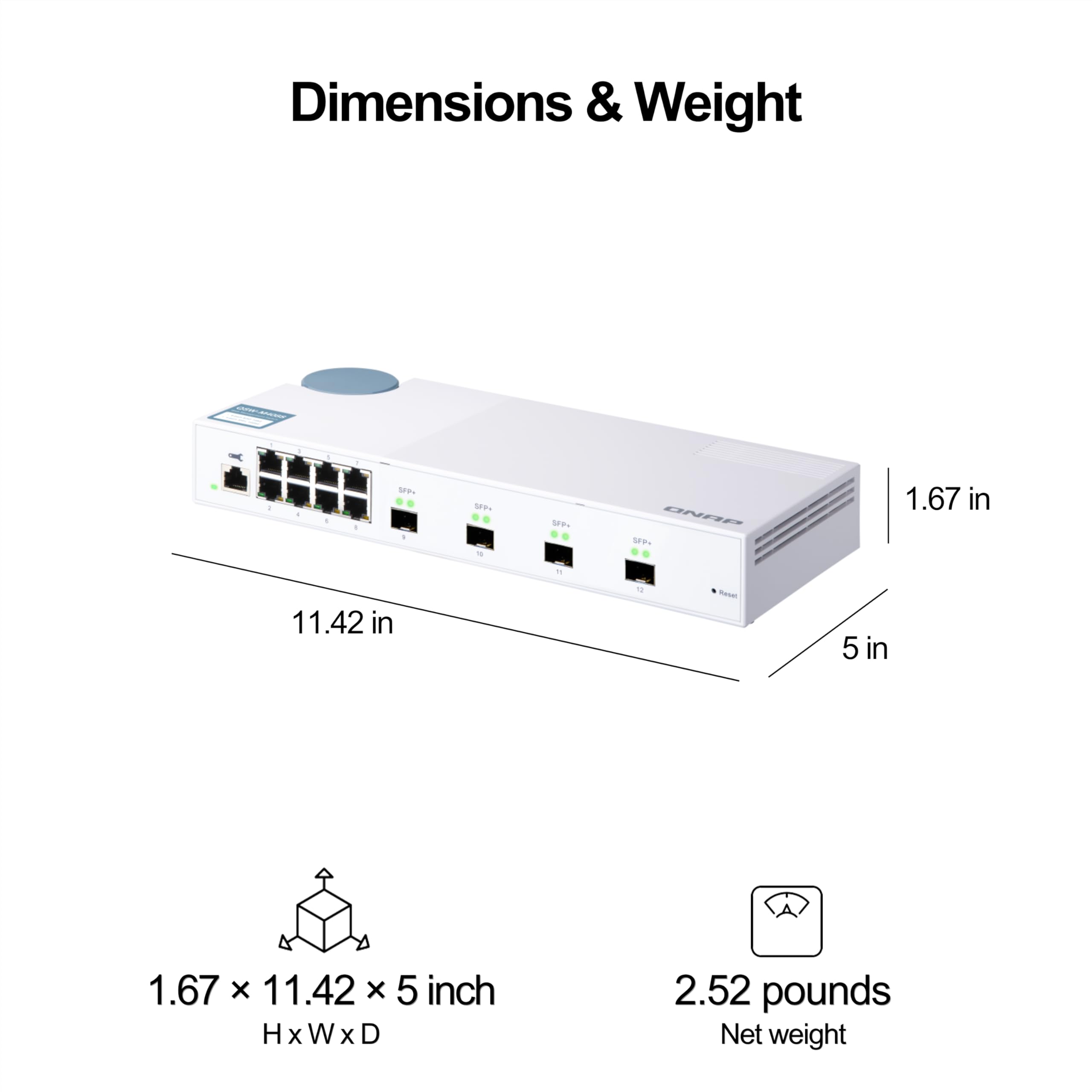 QNAP QSW-M408S 10GbE Managed Switch, with 4-Port 10G SFP+ and 8-Port Gigabit