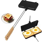 KINGTAIXIN Double Pie Irons Sandwich Maker, Non-Stick Pie Irons for Camping with Removable Handles, Portable Mountain Pie Maker Cast Iron, Sandwich Press for Camping
