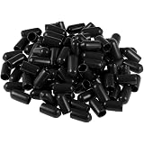 Uxcell 100-Pack Rubber Thread Protectors - 3.5mm ID Round End Caps, Black Flexible Tube Caps For Screws, Furniture, Tubing