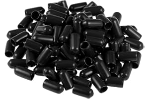 uxcell 100pcs Rubber End Caps 6mm(1/4-inch) ID Vinyl Round Tube Bolt Cap Cover Screw Thread Protectors Black