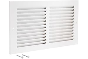 EZ-FLO 12 x 6 Inch (Duct Opening) Return Air Vent Cover for Wall or Ceiling, Solid Steel Return Air Grille, HVAC Vent Cover, White, 61626