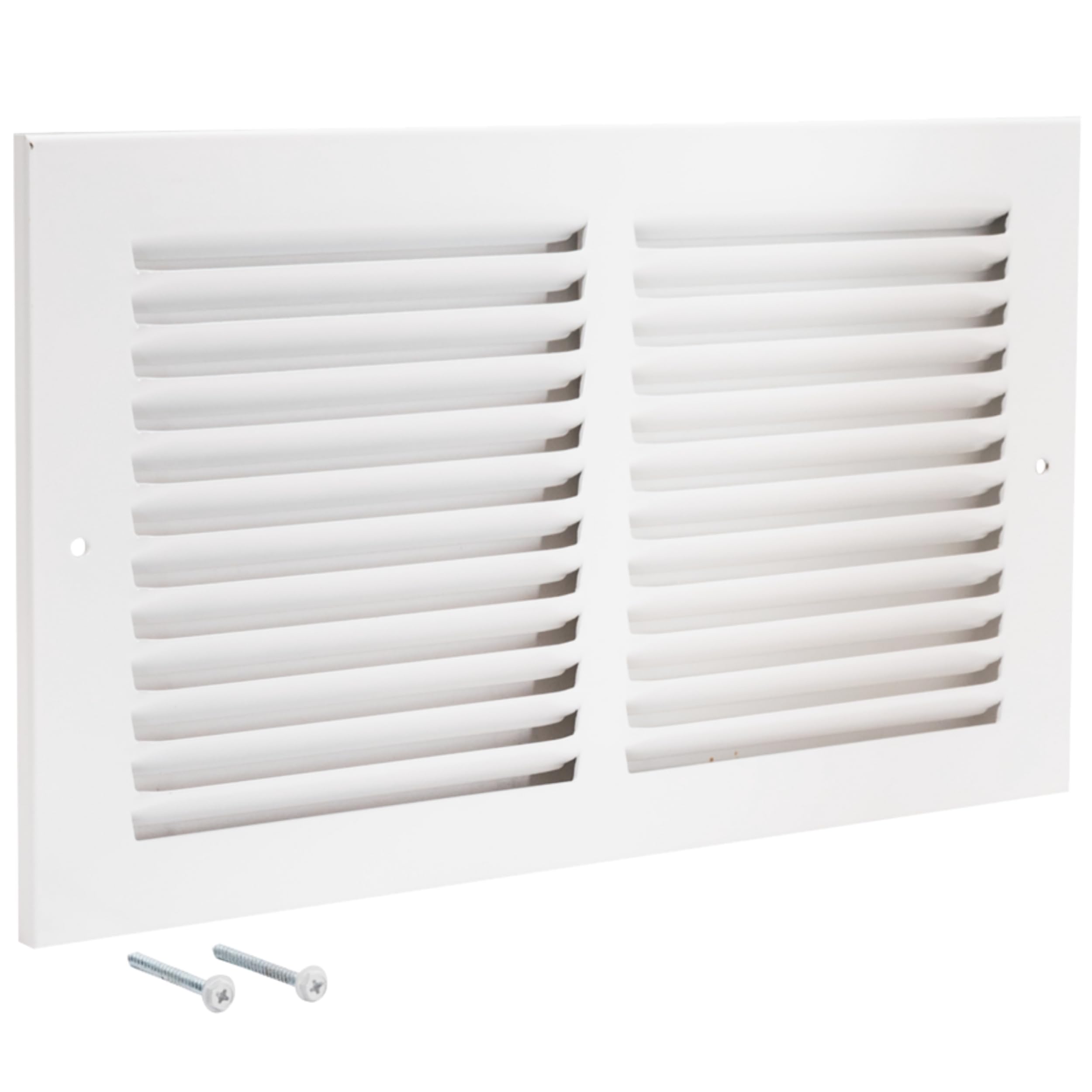 Photo 1 of EZ-FLO 12 x 6 Inch (Duct Opening) Return Air Vent Cover for Wall or Ceiling, Solid Steel Return Air Grille, HVAC Vent Cover, White, 61626