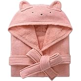 Children's Hooded Long Bathrobe, Towel Pajamas Suitable for Boys and Girls Aged 2-9, Cotton Hooded Dressing Gown with Pockets