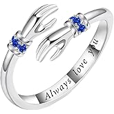 LEXLUNE Adjustable Hug Ring for Women 925 Sterling Silver Fine Jewelry Gift for Her, Birthstone Ring