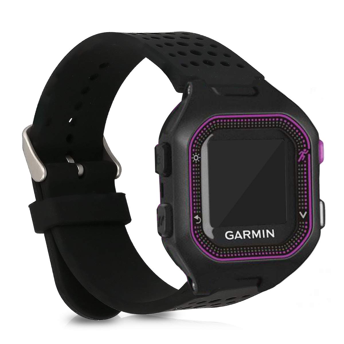 kwmobile Strap for Garmin Forerunner 25 (L - 40 x 47 x 13.9 mm) Watch Strap - Silicone Replacement Watch Band - Black