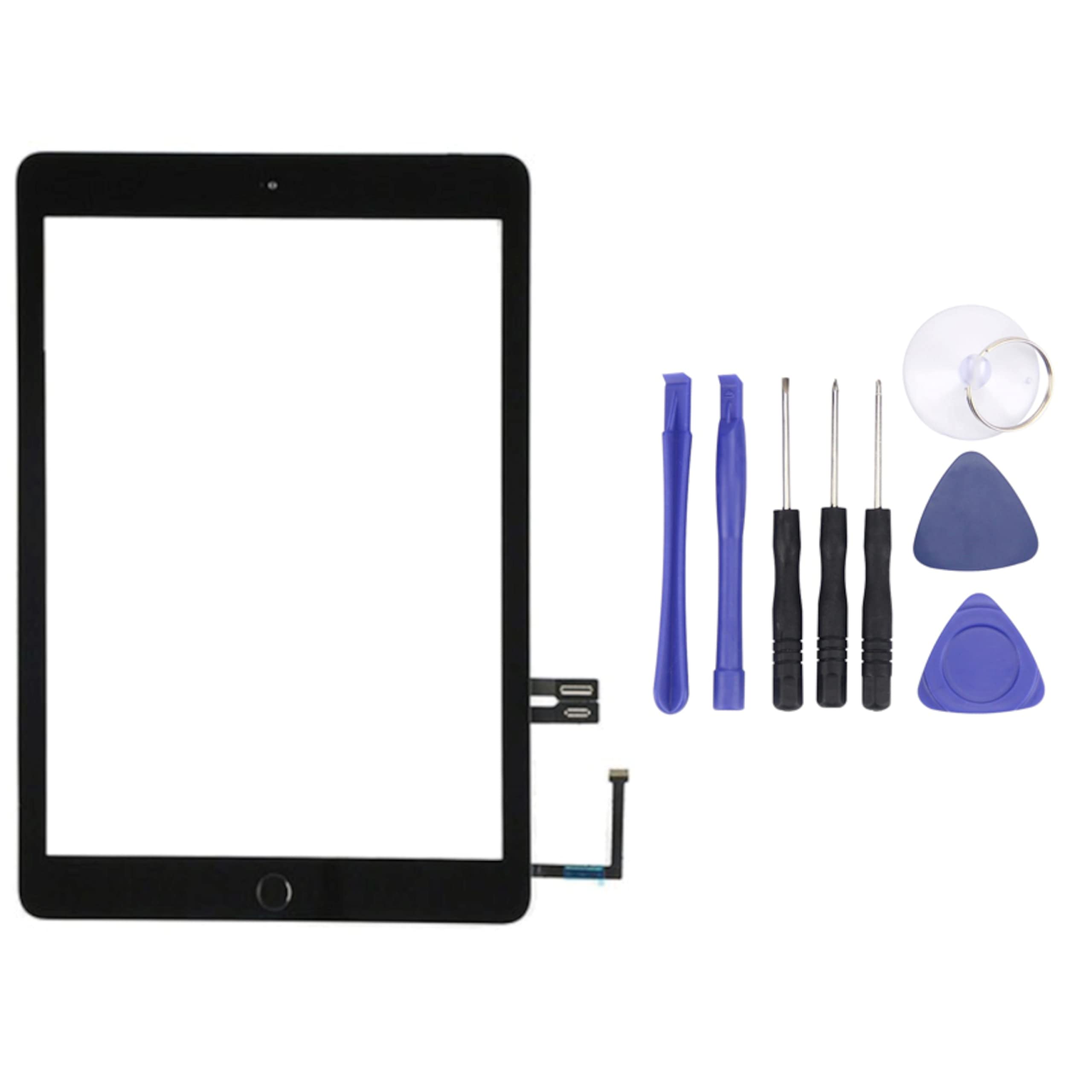 For iPad 6 6th Gen 2018 9.7" A1893 A1954 Touch Screen Digitizer Replacement Parts With Free Repair Tool Kit & Includes Home Button (Black)