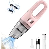 Portable Handheld Vacuum Cleaner Cordless, Cleaner for Dirt Home Pet Hair, Car Interior Dust, Power Suction Lightweight Stylish Hand Vacuum (Pink)