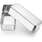 E-far Loaf Pan for Homemade Bread-2 Pack, 12” x 5” Large Stainless Steel Loaf Pans, Long Metal Bread Baking Mold for Banana Cake Meatloaf Sourdough Lasagna, Nontoxic & Dishwasher Safe