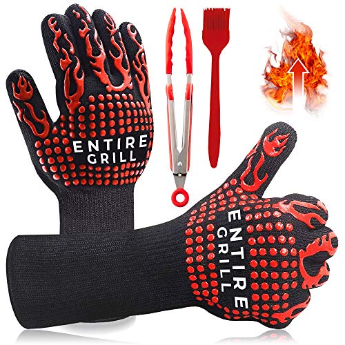 Entire 3 in 1 BBQ Grill Gloves, Extreme Heat Resistant, Insulated