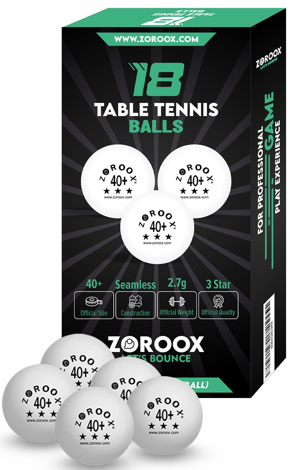 ZOROOX High-Performance 3-Star Table Tennis Balls - Pack of | 9, 18, 36 or 72 | Orange or White | 40+ ABS Competition Grade Ping Pong Balls