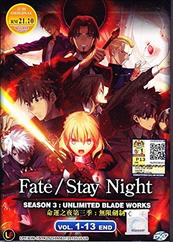 Fate/Stay Night Season 3 : Unlimited Blade Works DVD eps : 1 to 13 end / English Subtitle