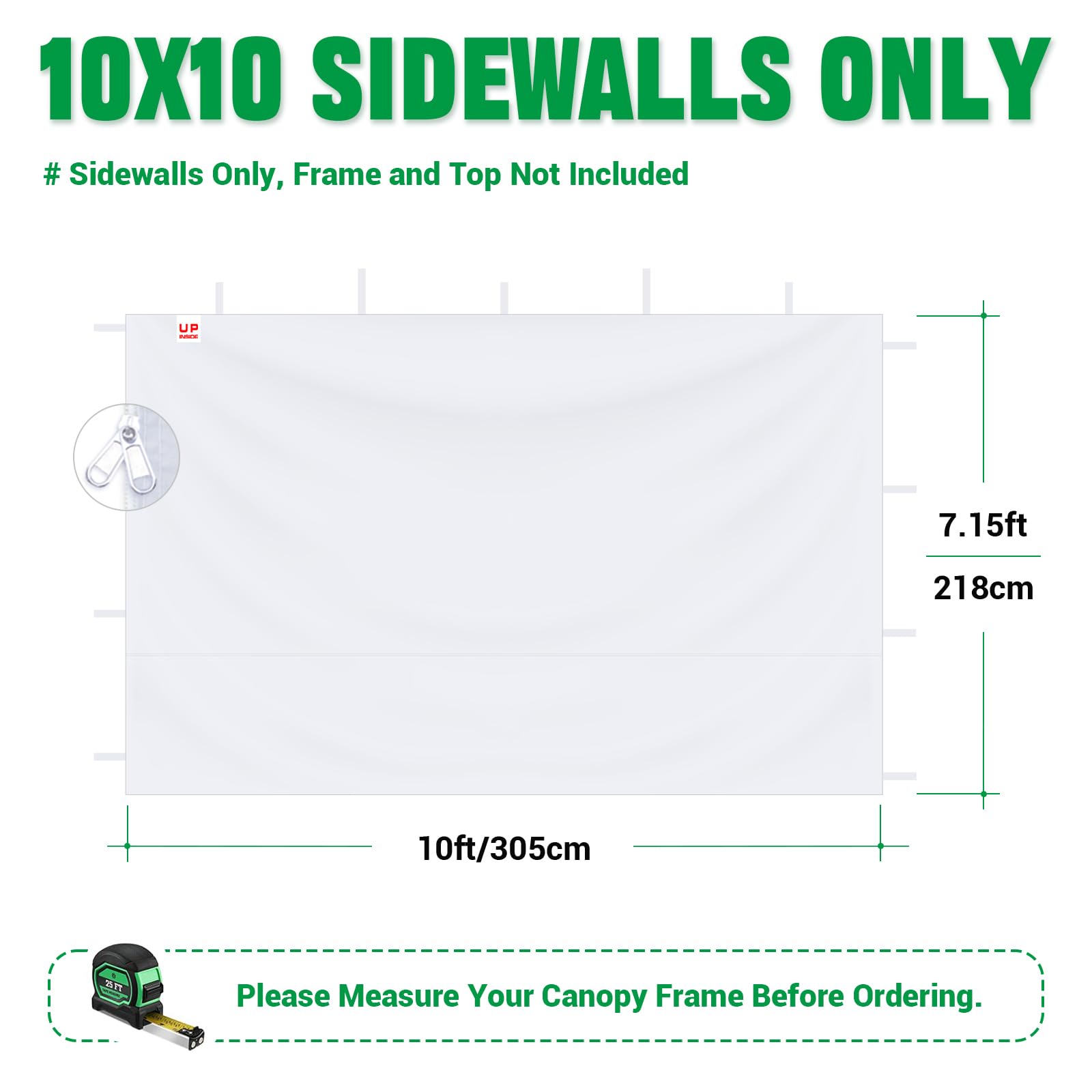 Condition photo showing New/Like New for acepic 10x10ft sidewalls for 10x10 pop up canopy frame, waterproof uv protection material for outdoo