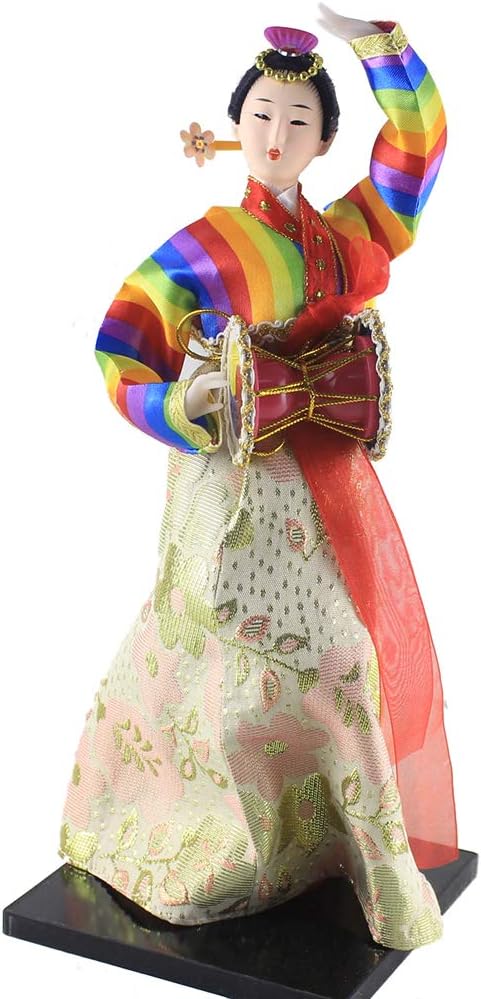 Heartrace Ancient Traditional Korea Girl Figurine Silk Brocade Doll Dancer Home Decor-31…