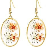 Personalized Handmade Wildflower Earrings Pressed Resin Dry Flowers Gold Teardrop Earrings Drop Dangle Earring For Women Girls Gift for Woman (Color 4)