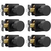 Goldenwarm Black Door Knob Interior, Passage Door Knobs 6 Pack | for Hallway and Closet, Non-Locking DoorKnob, Fits Standard Doors, Easy to Install, Adjustable Backsets, Premium Construction