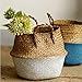 Wensltd Clearance! Seagrass Wicker Basket Wicker Basket Flower Pot Folding Basket Dirty Basket (White)
