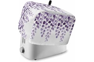 EKHGJASDNS Purple Eucalyptus Toaster Cover 4 Slice with Pockets & Handle,Botanical Farm Leaf Country Plant Dustproof Fingerprint Protector Kitchen Appliance Dust Cover for Slice Toasters Broilers