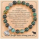 Azusa Sun Elephant Gift for Women 8mm Natural Stone Bead Elephant Charm Bracelet Inspiration Strong Bracelet Mother's Day Jewelry Gifts