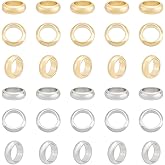 UNICRAFTALE 60Pcs 2 Colors Stainless Steel Spacer Beads Large Hole Rondelle Beads Metal Loose Beads Small Round Seamed Beads for DIY Bracelet Necklace Jewelry Making 6mm, 4mm, STAS-UN0055-07-US12