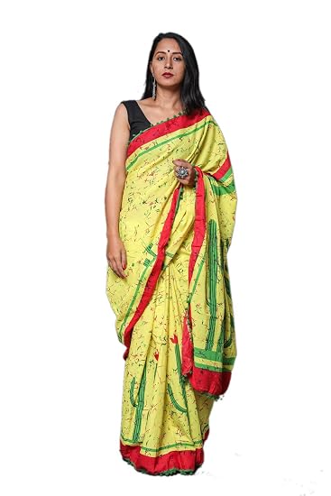 Woman Hand Block Cotton Mulmul Saree with Blouse (Jaipuri Print)
