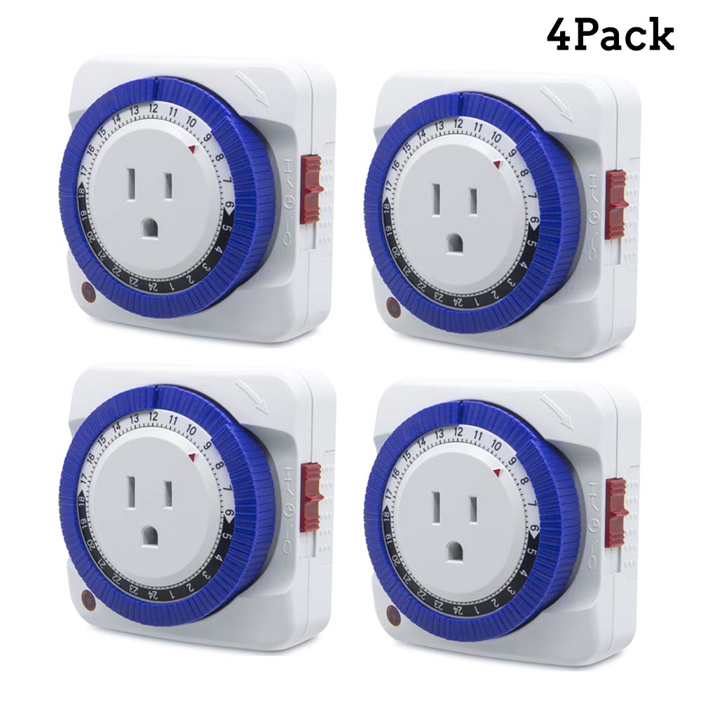 24 Hour Plugin Electric Mechanical Outlet Timer 3 Prong Grounded, CF